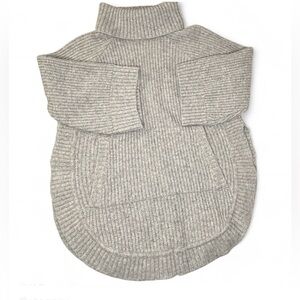 UGG Raelynn Cable Knit Turtleneck Poncho Sweater Gray XS Oversized Wool Blend